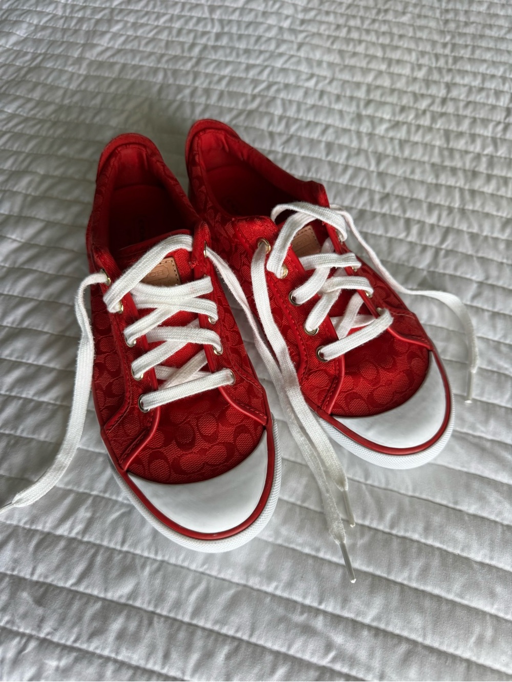 coach barrett signature canvas red sneakers size 7.5b - Picture 3 of 8